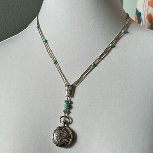 Carolyn Pollack 3 Strand 925 Liquid Sterling Turquoise Necklace Watch (Untested)